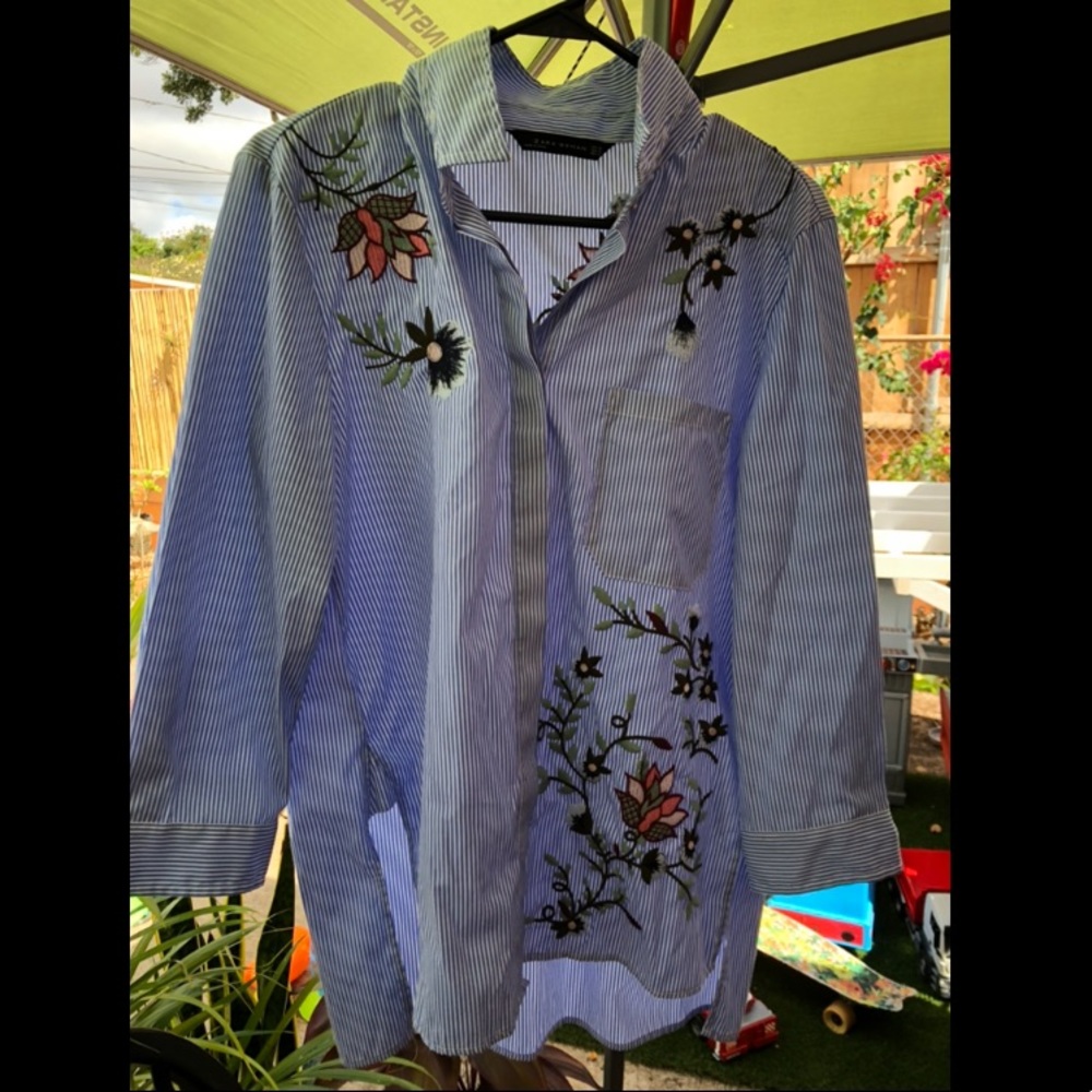 Zara Floral and Striped Print button down